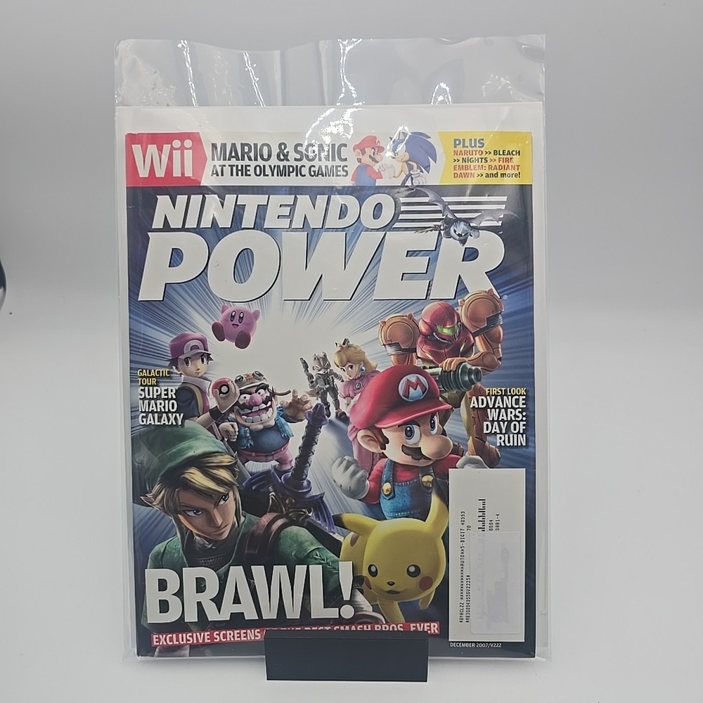 Nintendo Power Magazine 222 Dec 2007 Super Smash Bros Brawl Mushroom Poster Wii